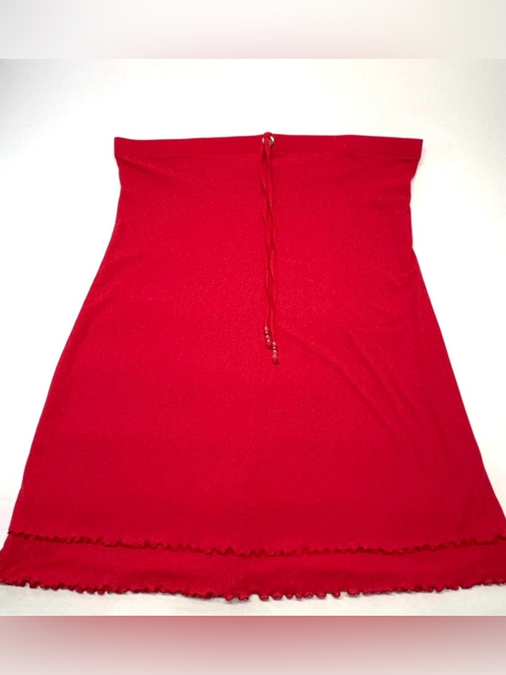 🔥 VINTAGE Y2K RAPZ Red Lettuce Hem Ruffle Skirt - Made in Canada - XL
